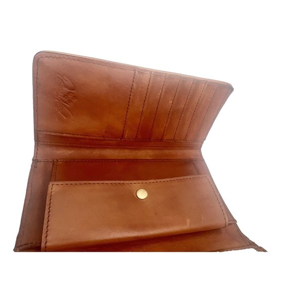 Patricia Nash Terresa Wallet Brown Rust Woven Leather Classic Preppy - Picture 5 of 8